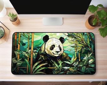 Panda skrivbordsmatta: Glasmålning, XL musmatta