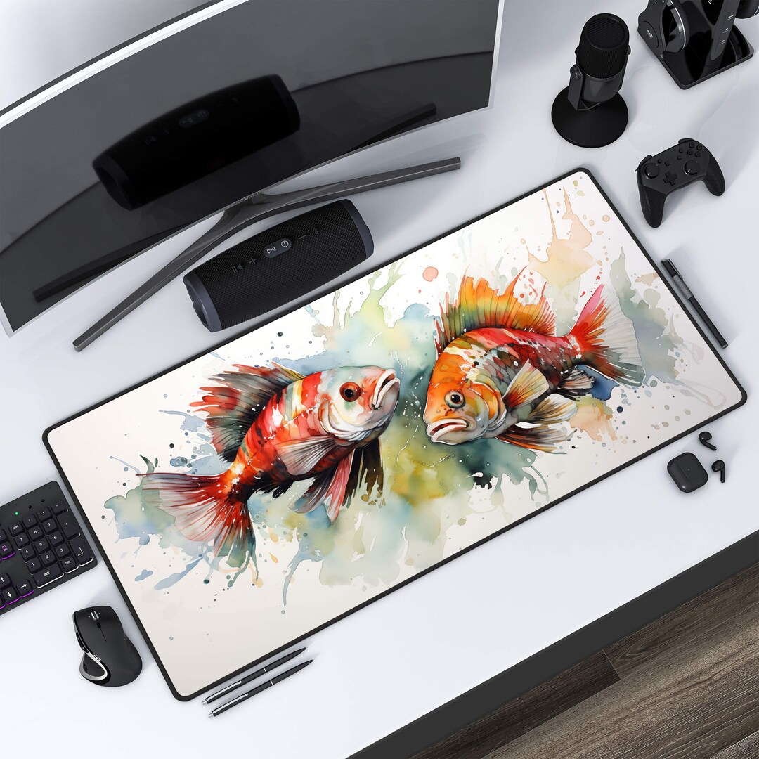 Watercolour of Fish Desk Mat.cute Office Decor. XL Deskmat. Mousepad ...