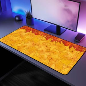 Hellbraune und bernsteinfarbene Schreibtischmatte, Ästhetische Schreibtischdekoration, Trendy Workspace Essentials, Mauspad, Schreibtischschutz, Home Office, XL Mausmatte, perfektes Geschenk