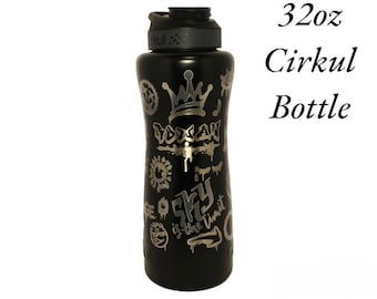 Laser Engraved Full-Wrap Personalized Graffiti Design on 32oz Cirkul Bottle