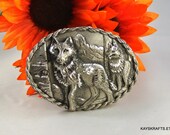 1995 Gap Official Budweiser Pewter Belt Buckle USA Made Buckle Gray Wolf Buckle