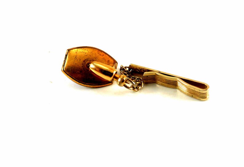 Hickok Blue Glass Cabachon Tie Tack Tie Bar Gold Tone Tie Bar Vintage Tie Tack Blue Glass Gold Tone Tie Bar