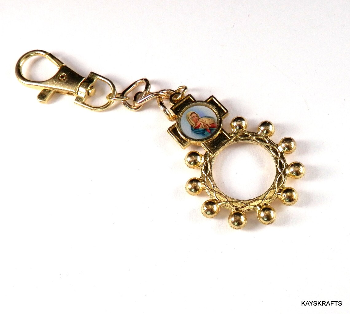 Vintage Gold Tone Key Chain Religious Key Ring Kayskrafts Key Etsy