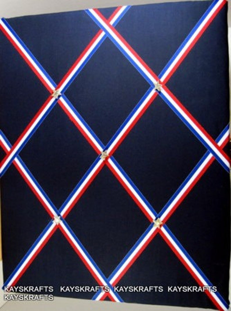 Navy with Red White Blue Ribbon Memory Board French Memo Board Etsy