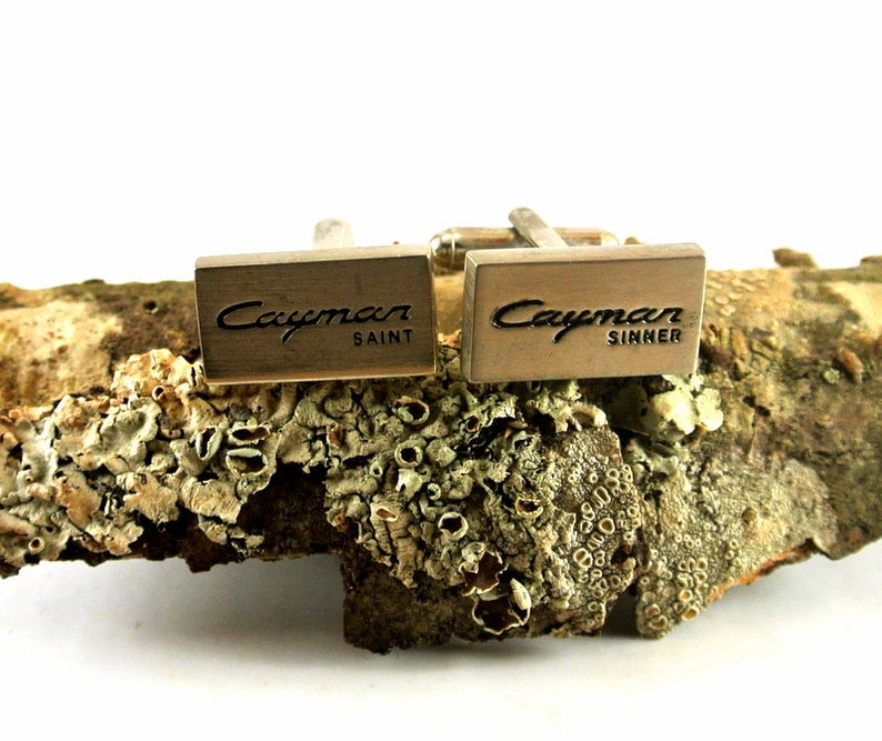 Cayman Saint Sinner Stainless Steel Cuff Links Cayman Cuff Links Vintage Cuff Links Cayman Stainless Steel Cufflinks