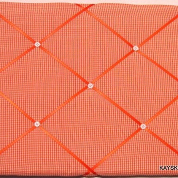 Orange Gingham Memory Board French Memo Board Fabric Bulletin Board Fabric Ribbon Bulletin Board Message Board Pin BoardChristmas Gift