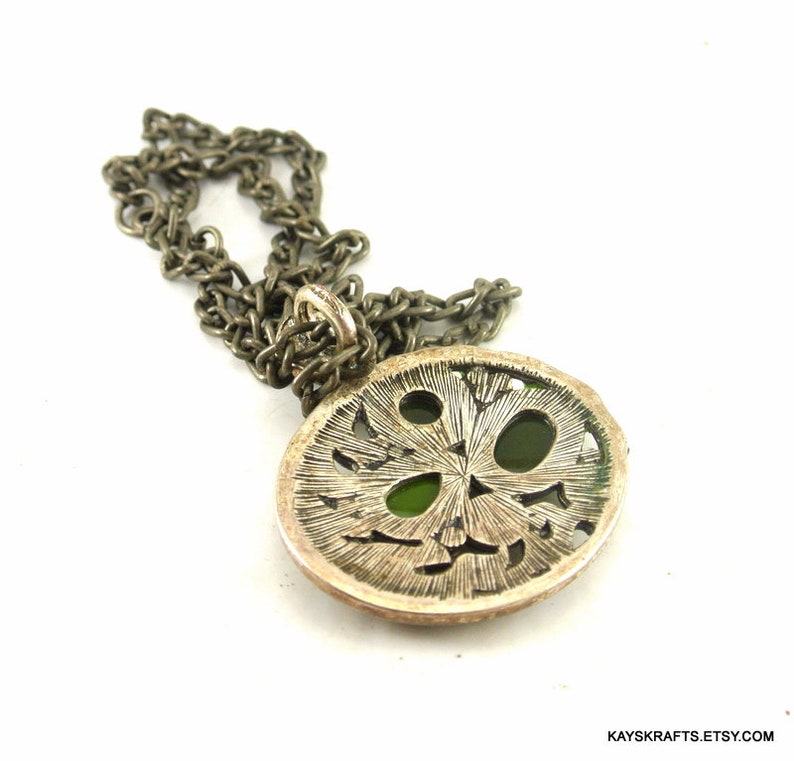 Medieval Green Faceted Gems Silver Tone Marcasite Pendant 18 Inch Antique Silver Tone Chain Vintage 70 Necklace Marcasite Silver Pendant