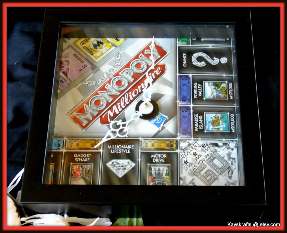 Clock Board Game Clock Framed Board Game Clock Man Cave Etsy