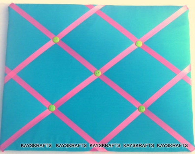 Turquoise and Pink Memory Board French Memo Board Fabric Etsy