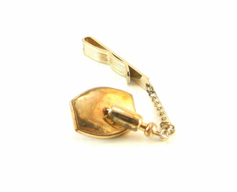 Hickok Blue Glass Cabachon Tie Tack Tie Bar Gold Tone Tie Bar Vintage Tie Tack Blue Glass Gold Tone Tie Bar