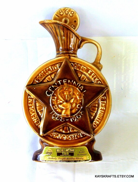 Elks Lodge Centennial Jim Beam Liquor Decanter 1968 BPOE Elks Etsy