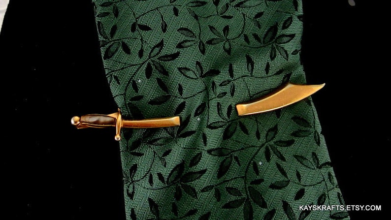 Swank Sword Tie Bar 1940 Vintage Tie Bar Swank Gold Tone Tie Bar Sword Saber Tie Bar