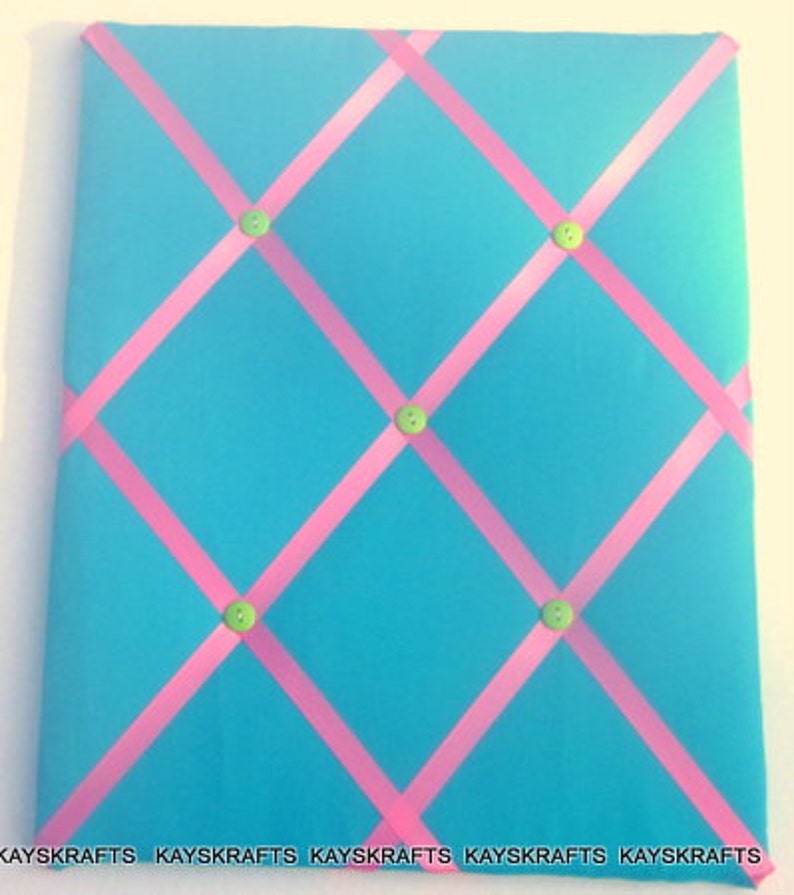 Turquoise and Pink Memory Board French Memo Board Fabric Etsy