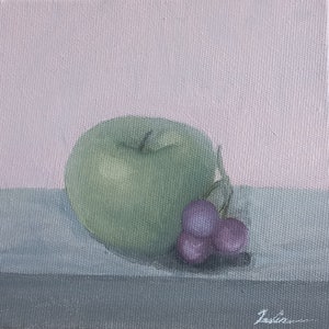 Pomme et raisin huile sur toile image 2