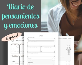 Diario Emocional Digital e Imprimible | Herramienta de Organización Mental, Terapia y Consciencia Emocional en Español | Planificador