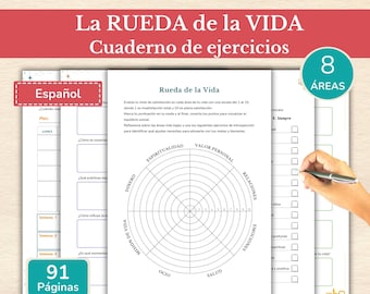 Quaderno di esercizi stampabile sulla Ruota della Vita in spagnolo | Coaching, test, domande | Modelli di esercizi di terapia olistica | PDF