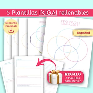 Plantillas Ikigai imprimibles español | Propósito de Vida | Planificador Ikigai | Organización de vida | Autoconocimiento | Color Pastel