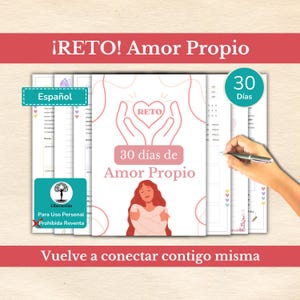 Reto de Amor Propio imprimible | Toma Consciencia de Amor y Autocuidado | Regalo para Ti | Desafío 30 días | Eleva tu Autoestima | Español