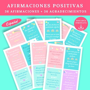 Cartas de amor propio, afirmaciones positivas + agradecimiento en español, imprimibles | Tarjetas de empoderamiento | Mente positiva | PDF