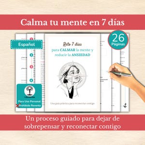 7-daagse uitdaging om je geest tot rust te brengen en angst te verminderen, Spaans werkboek, begeleid dagboek, helderheid, persoonlijke ontwikkeling, zelfkennis, aanwezigheid