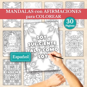 Coloring mandalas with affirmations in Spanish, gratitude, I Am | Art Therapy | Anxiety Relief | Stress Relief | Mindfulness