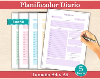 Printable Spanish Daily Planner | Undated Template | Daily Goal Planner | Organizer | Schedule Planner