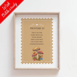 Proverbs 3:5 Bible Verse Print,Vintage Stamp Scripture Wall Art,Trust in the Lord Digital Download,Christian Quote Printable,Rustic Poster