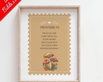 Proverbs 3:5 Bible Verse Print,Vintage Stamp Scripture Wall Art,Trust in the Lord Digital Download,Christian Quote Printable,Rustic Poster