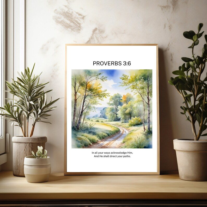 Proverbs 3:6 Bible Verse Wall Art With Bible Study, Scripture Wall Art ...