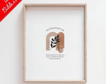 Femte Moseboken 28:6, Bibelvers, Kristen konst, Mitten av århundradet Modern, Minimalistisk väggkonst, Digital nedladdning, Utskrivbar väggkonst, Boho väggdekor