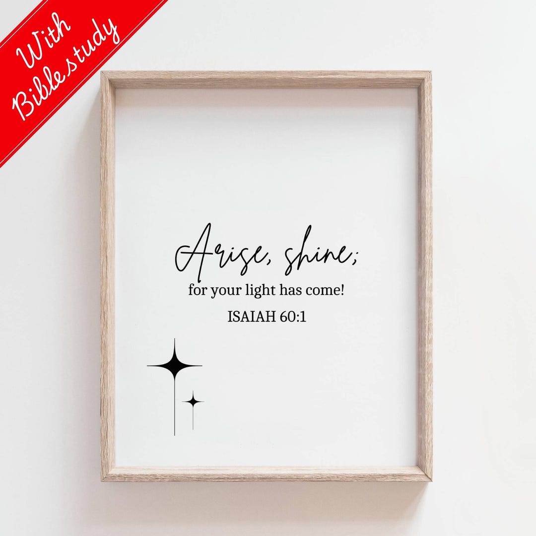 Isaiah 60:1 Minimal Black and White Bible Verse Digital Print,arise and ...