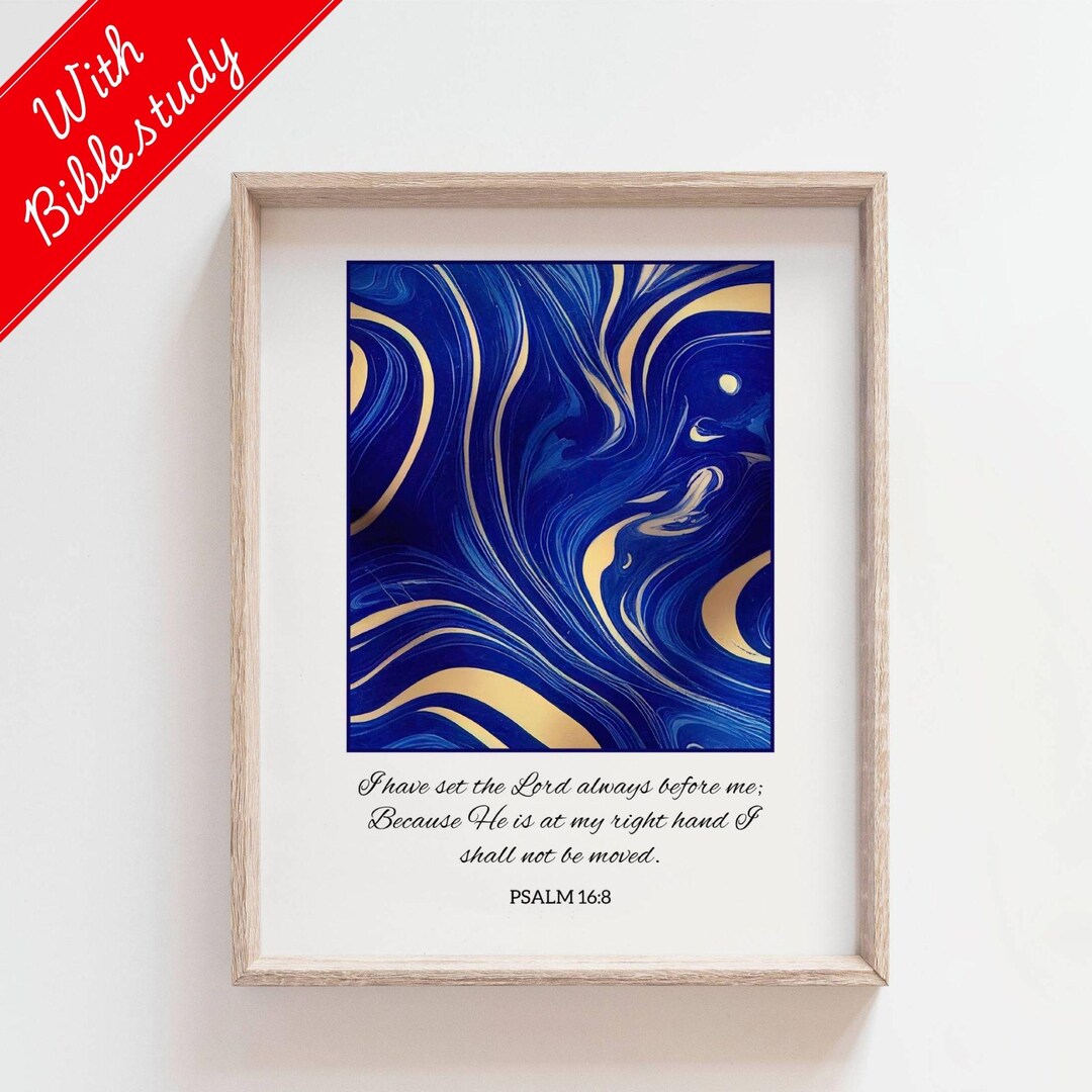 Marble Liquid Ink Bible Verse Wall Art,victory Strength Psalm 16:8 ...