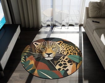 Alfombra de leopardo tropical de animales salvajes, diseño fresco, material duradero, alfombra única para pasillo, entrada, decoración de puerta delantera