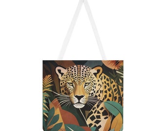 Bolso Tote de Hombro (AOP) Estampado de leopardo, diseño tropical