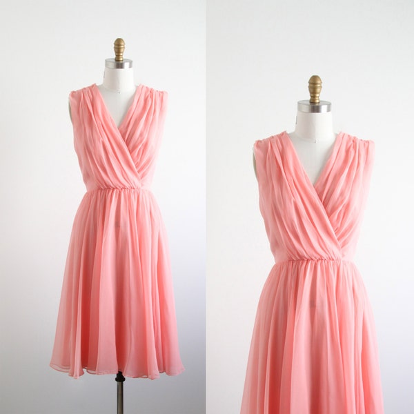 Vintage 1960's Pink Drapey Chiffon Dress