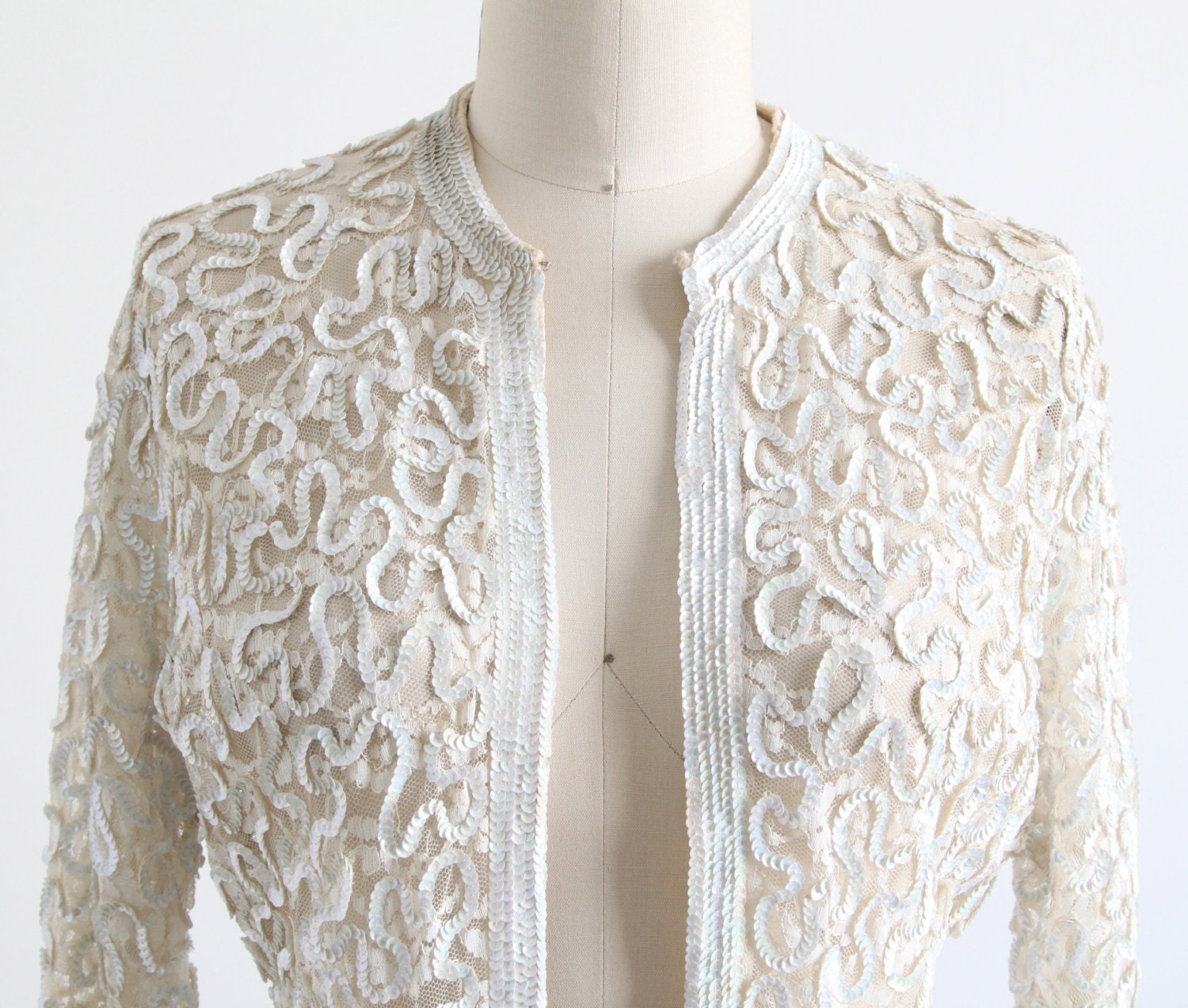 White Sequin Bolero Sheer Cardigan Jacket | Etsy