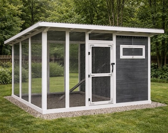 Planos para gallinero, gallinero casero con corral, gallinero de patio trasero transitable