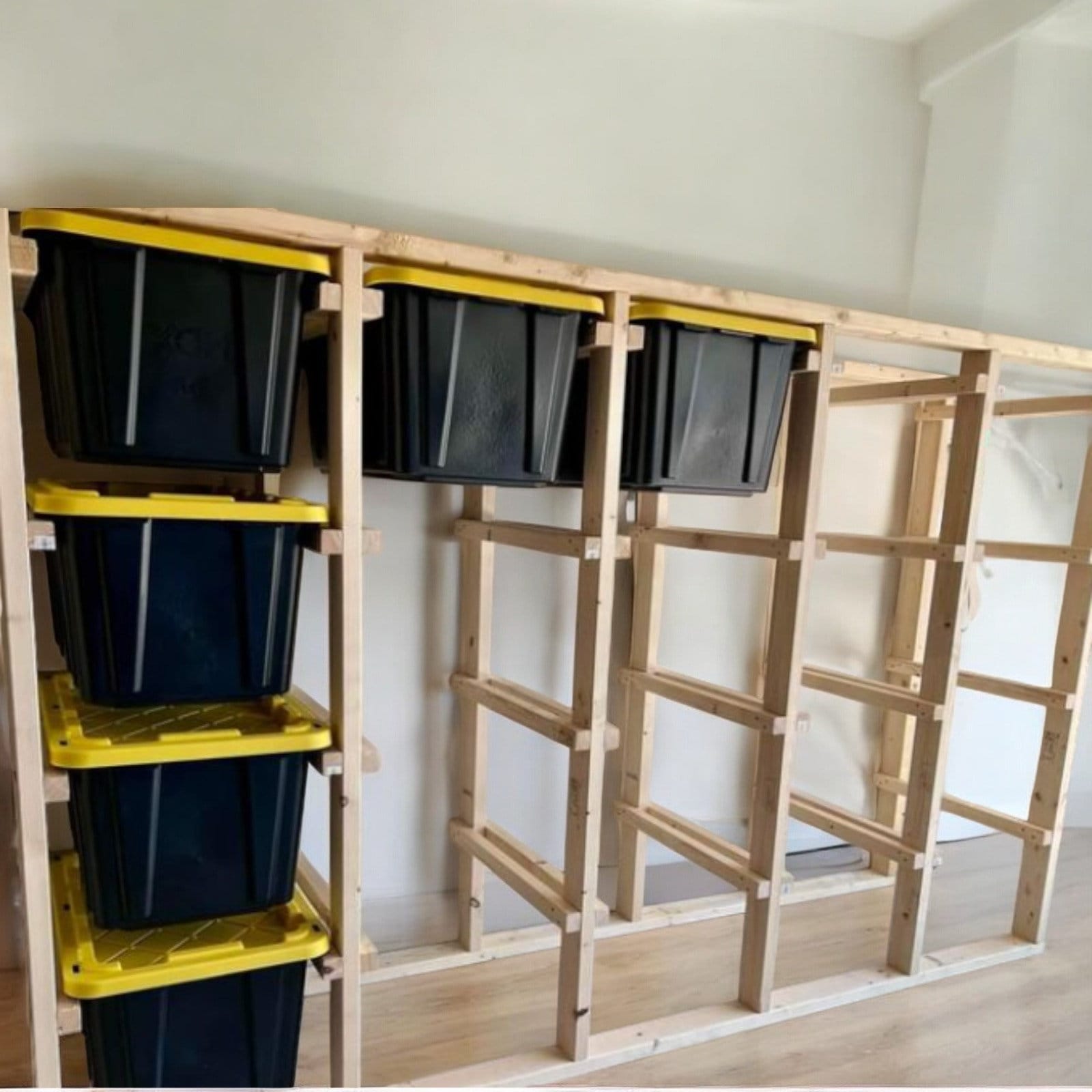 27 Gallon Tote Storage Rack Plans with Wheels, Garage Organizer, Storage Tote Shelves, Box Rack Plans, PDF Document, DIY Woodworking Plans