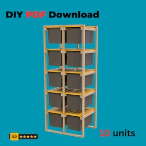 DIY Tote Storage Rack, Mobile Storage System Digital Plans, Garage Storage, Garage Organize Plan, Shelving Plans, Digital Download, DIY Plan