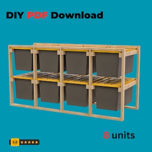 Tote Storage Rack Plans, Bin Storage System Plans, Garage Storage, Garage Organize Plan, Shelving Plans, Digital Download, DIY Plan