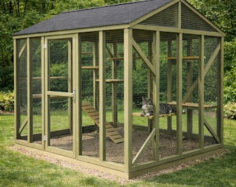 Planos para construir un patio grande para gatos (hágalo usted mismo), descarga del PDF para un recinto exterior para gatos