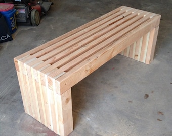 Modern Easy Slatted Bench, Simple Outdoor Wood Bench, Garden Furniture Plan, Porch Bench, Patio Bench Plan, PDF Download, Woodworking Plans