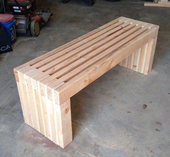 Modern Easy Slatted Bench, Simple Outdoor Wood Bench, Garden Furniture Plan, Porch Bench, Patio Bench Plan, PDF Download, Woodworking Plans