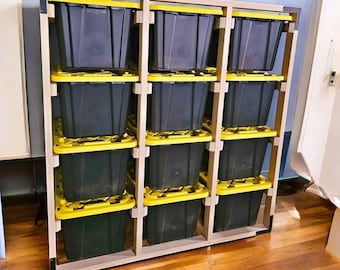 27 Gallon Garage Storage Plans | Garage Shelving | Tote Storage | Woodworking plans | storage bin | tote rack storage | Digital Build Plans