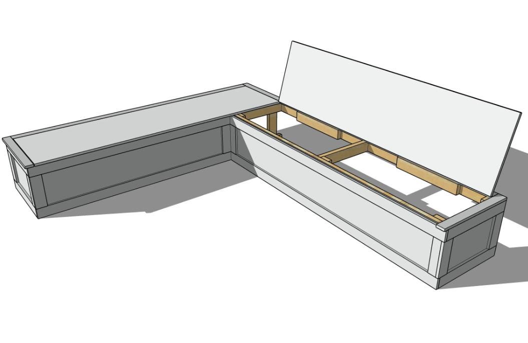 DIY Corner Banquette Bench With Flip up Storage Plan, Banquette Seating ...