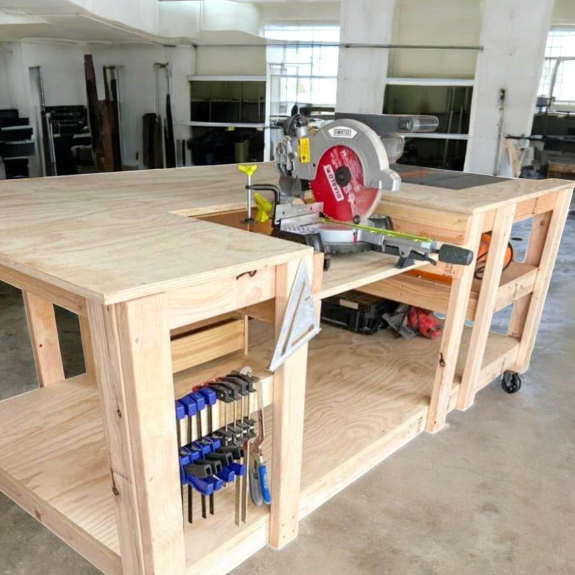 Table Saw Workbench, Table Saw Plans, Workstation Bench, Garage Woodworking Table, Mitter Saw Table Plans, Workshop Plans, PDF Download