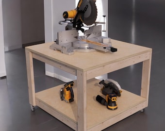 Plans de station de scie à onglet PDF - Support et table pour scie à onglet mobile DIY - Plans de construction d'établi pour le travail du bois - Téléchargement numérique