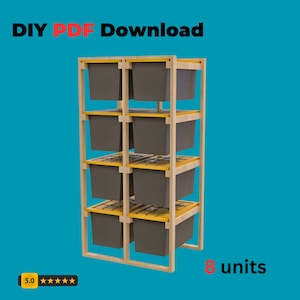 4x2 Storage Tote Rack Plan, Garage Organization Builld Plans,Bin Shelf Plan, 12 Tote Storage, Costco Bin Rack, Work Bench Tote Shelves, PDF