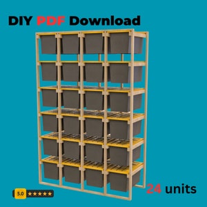 Tote Storage Rack Plans, Garage Shelves Plans, Tote System, Digital PDF Plans, Costco & HD Bins Organizer, More than 10 Sizing Options
