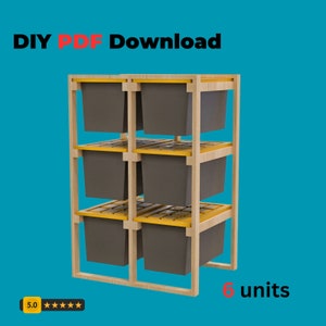 27 Gallon Tote Storage Rack Plans, Garage Shelves Plans, Digital PDF Plans, Costco & HD Bins Organizer, More than 10 Sizing Options Included